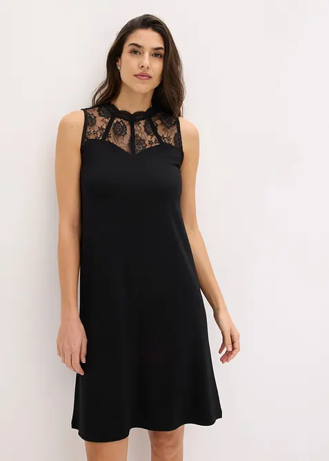 Abito di jersey con pizzo, bonprix