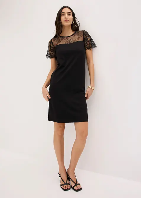 Abito di jersey con pizzo, bonprix