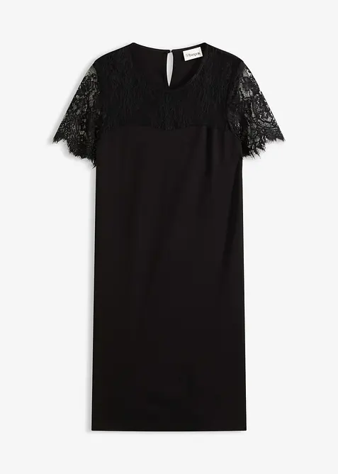 Abito di jersey con pizzo, bonprix