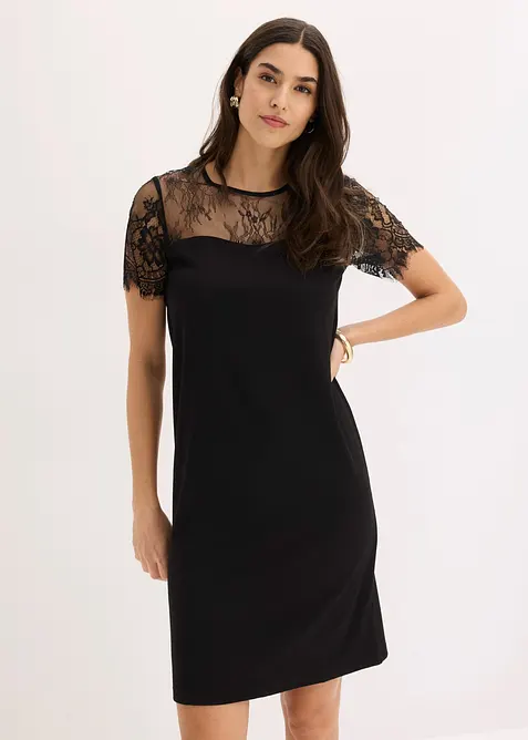 Abito di jersey con pizzo, bonprix