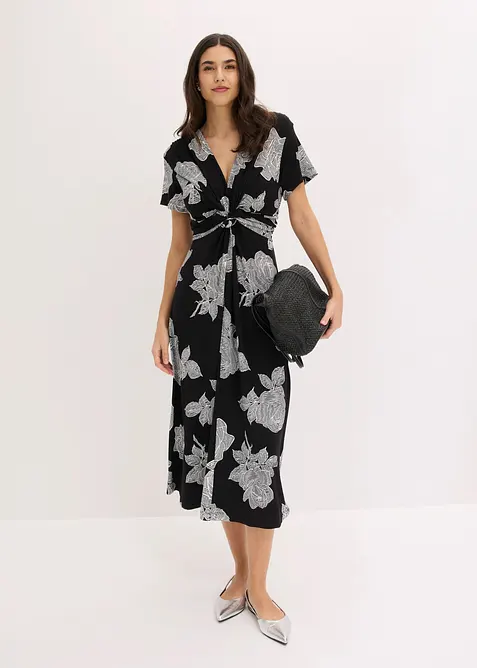 Abito di jersey con drappeggio, bonprix