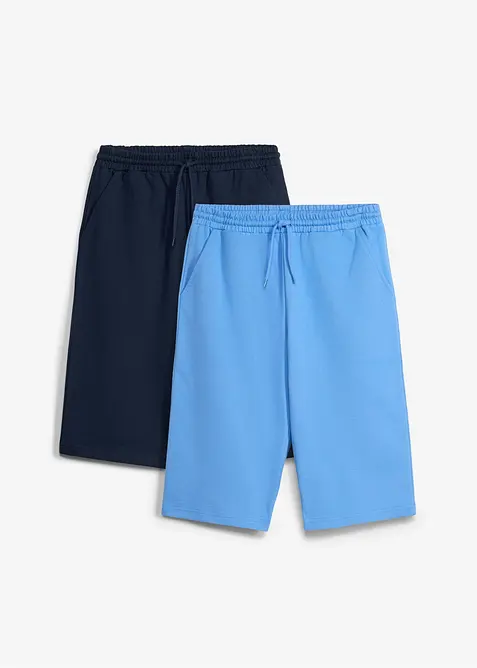 Bermuda in felpa di puro cotone biologico, loose fit (pacco da 2), bonprix