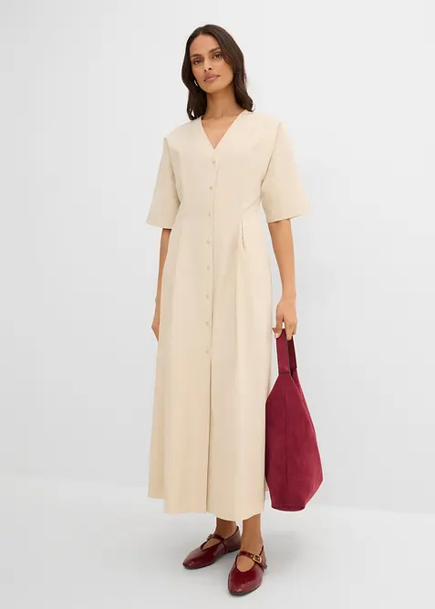 Abito midi in misto cotone, bonprix
