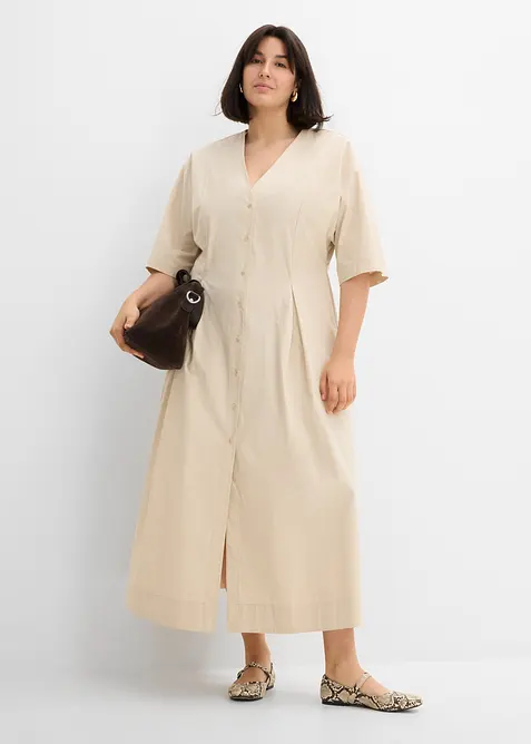 Abito midi in misto cotone, bonprix