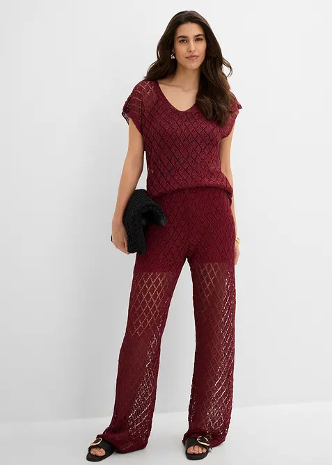 Pantaloni in maglia con paillettes, bonprix