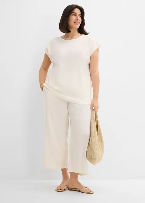 Pantaloni culotte in tessuto strutturato, bonprix