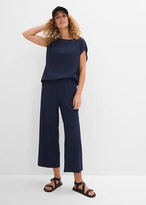 Pantaloni culotte in tessuto strutturato, bonprix