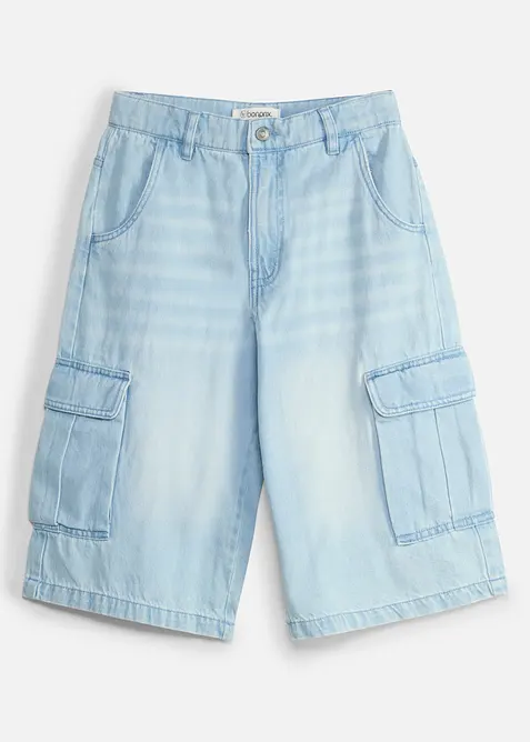 Bermuda in jeans lunghi con vita regolabile, baggy fit, bonprix