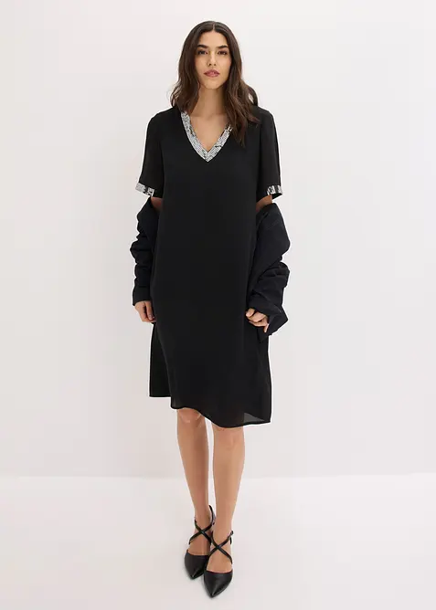 Abito in chiffon con paillettes, bonprix