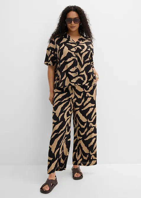 Pantaloni larghi in misto viscosa morbido, bonprix