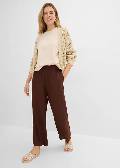 Pantaloni larghi in misto viscosa morbido, bonprix