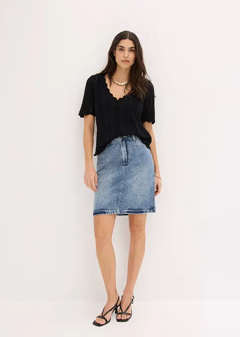 T-shirt in maglia con scollatura profonda, bonprix