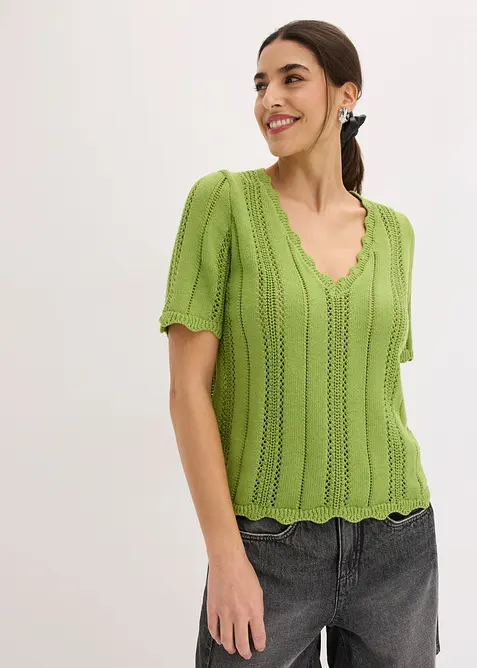 T-shirt in maglia con scollatura profonda, bonprix