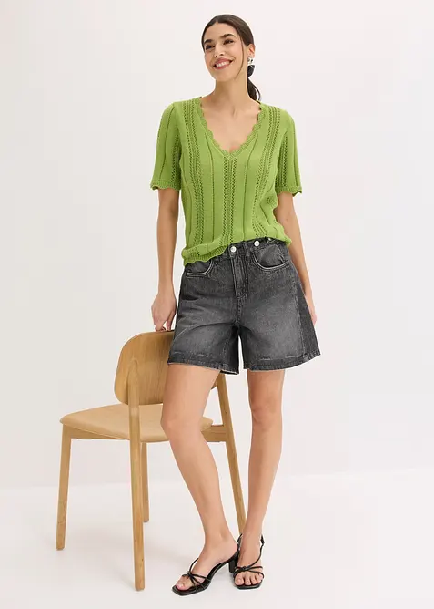 T-shirt in maglia con scollatura profonda, bonprix