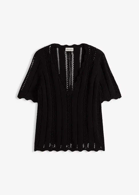 T-shirt in maglia con scollatura profonda, bonprix
