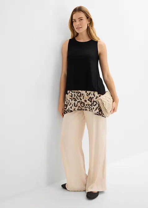 Top in misto viscosa con inserto di chiffon, bonprix