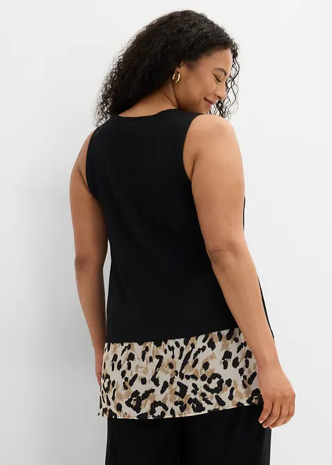 Top in misto viscosa con inserto di chiffon, bonprix