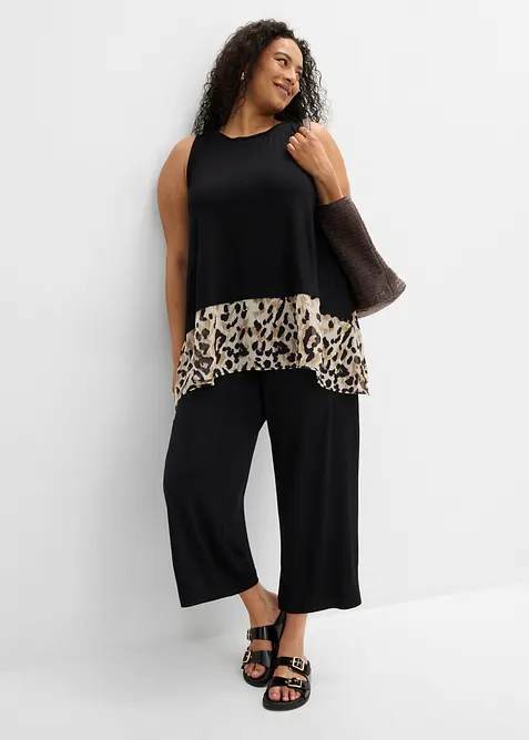 Top in misto viscosa con inserto di chiffon, bonprix