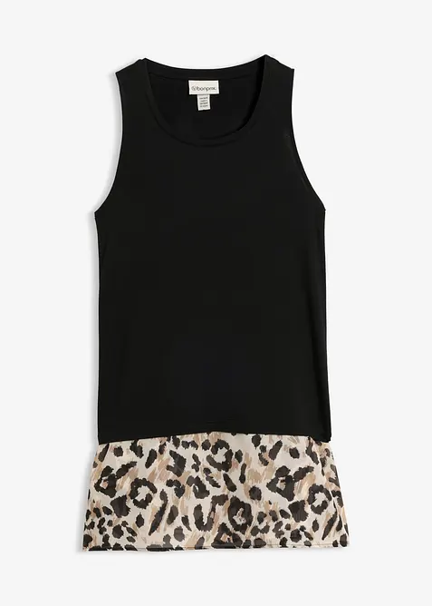Top in misto viscosa con inserto di chiffon, bonprix