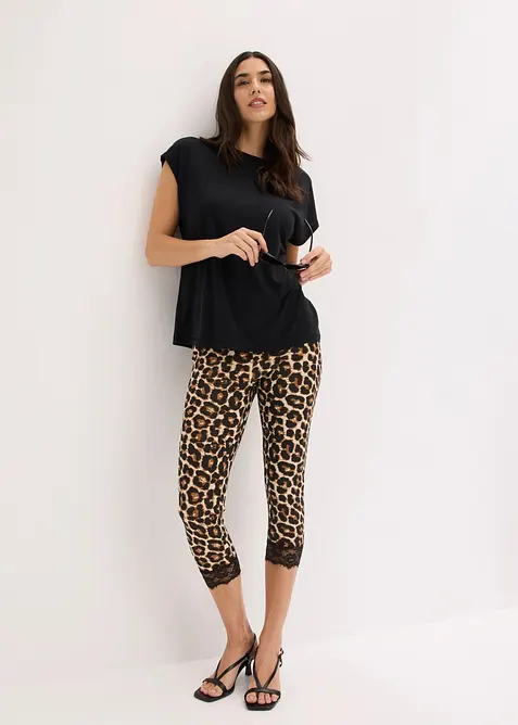 Leggings a pinocchietto con pizzo, bonprix