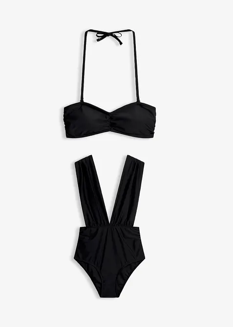 Costume intero + reggiseno bikini a fascia (set 2 pezzi), bonprix