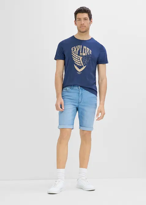 Bermuda in jeans elasticizzati con cavallo rinforzato, regular fit (pacco da 2), bonprix