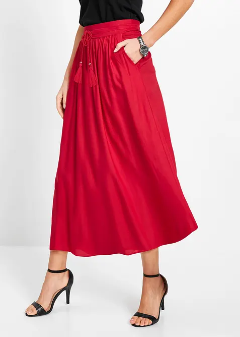 Gonna lunga in viscosa con cinta comoda e laccetto da annodare, bonprix