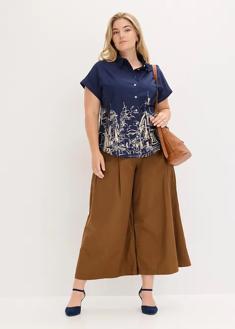 Camicetta oversize a maniche corte in popeline di cotone, bonprix