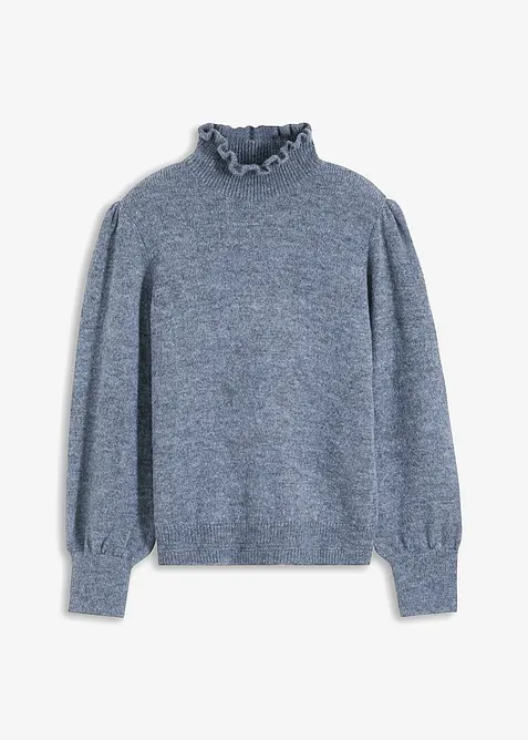 Maglione a collo alto con bordo ondulato, bonprix