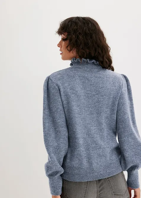 Maglione a collo alto con bordo ondulato, bonprix