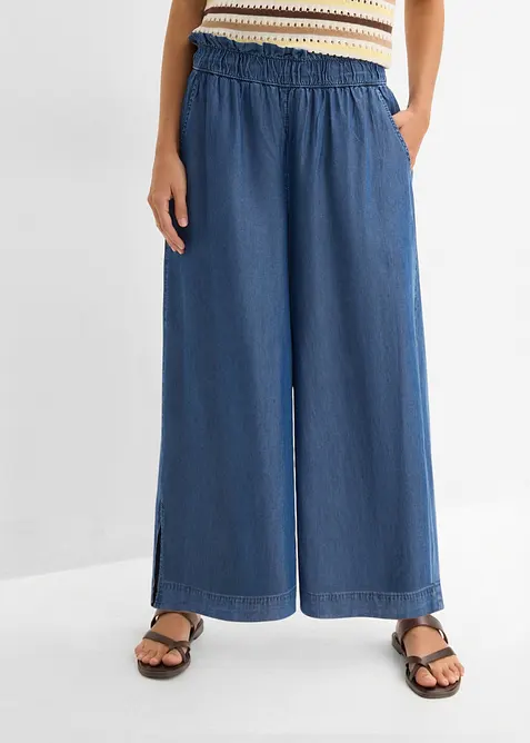 Pantaloni a palazzo cropped e fluenti con spacchi laterali, bonprix