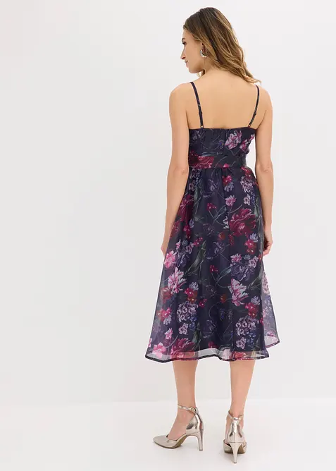 Abito midi in tulle delicato con cintura da annodare, bonprix