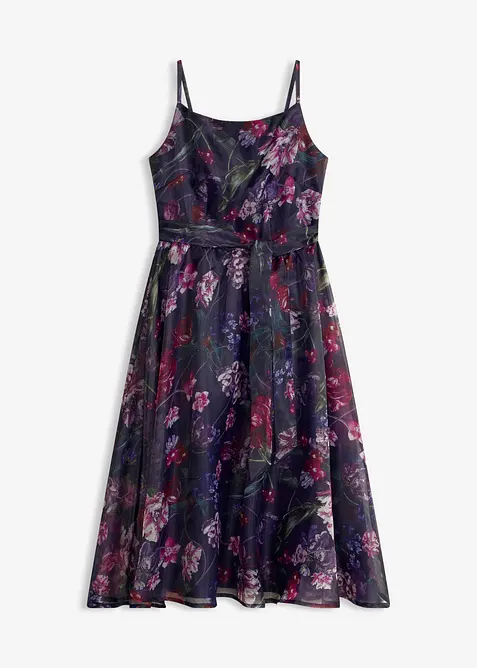Abito midi in tulle delicato con cintura da annodare, bonprix