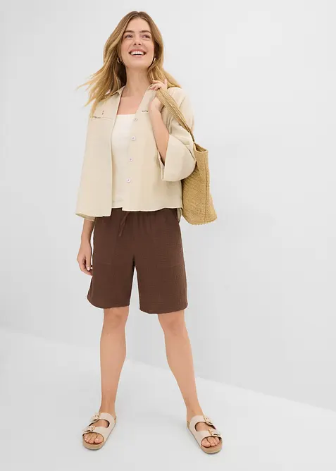 Bermuda in mussola con elastico in vita, bonprix