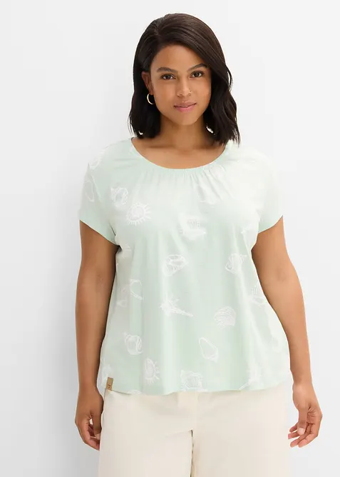 Maglia fantasia con scollo rotondo in cotone biologico, bonprix