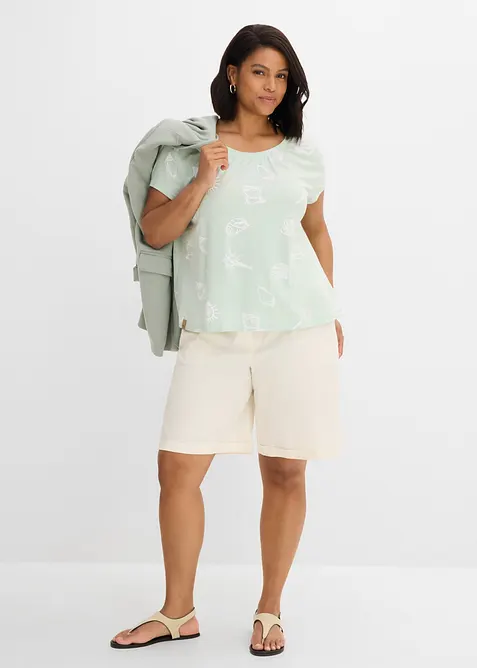 Maglia fantasia con scollo rotondo in cotone biologico, bonprix