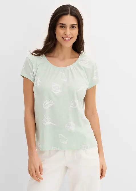 Maglia fantasia con scollo rotondo in cotone biologico, bonprix