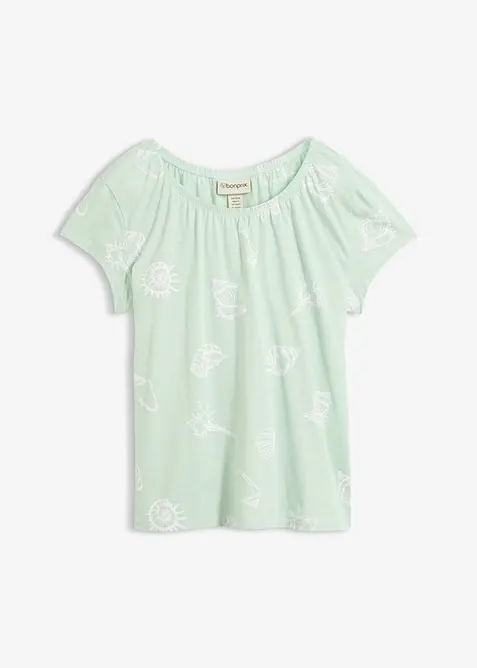 Maglia fantasia con scollo rotondo in cotone biologico, bonprix