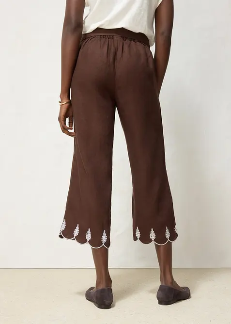 Pantaloni culotte in puro lino con cintura (set 2 pezzi), bonprix
