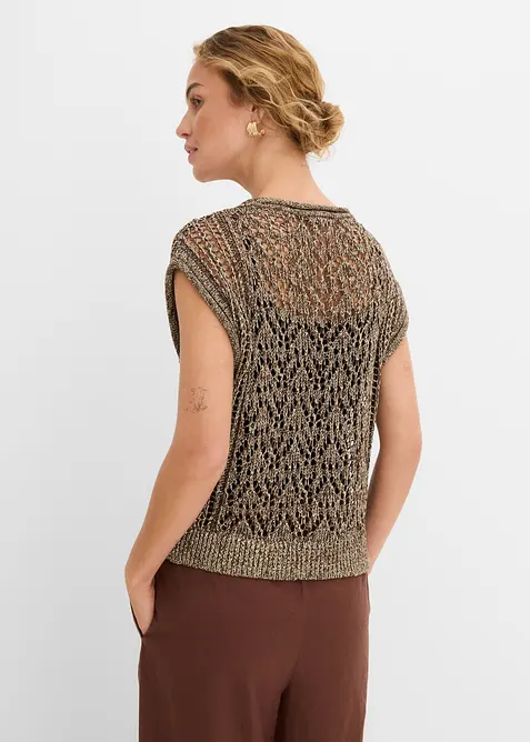 Gilet in maglia traforato con viscosa e filato glitterato, bonprix