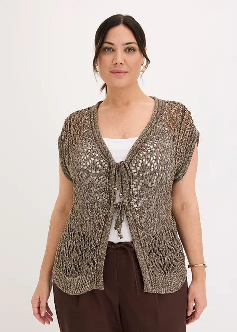 Gilet in maglia traforato con viscosa e filato glitterato, bonprix