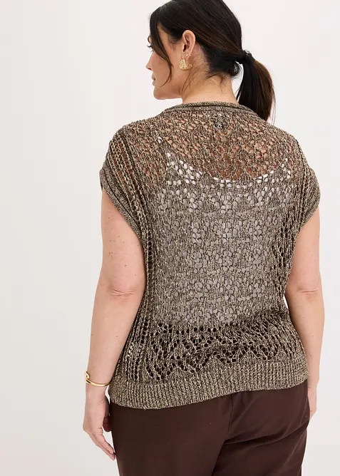Gilet in maglia traforato con viscosa e filato glitterato, bonprix