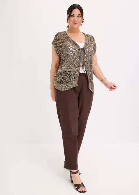 Gilet in maglia traforato con viscosa e filato glitterato, bonprix