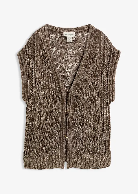 Gilet in maglia traforato con viscosa e filato glitterato, bonprix
