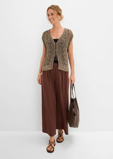 Gilet in maglia traforato con viscosa e filato glitterato, bonprix