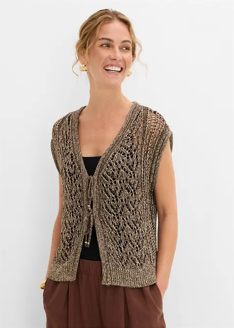 Gilet in maglia traforato con viscosa e filato glitterato, bonprix