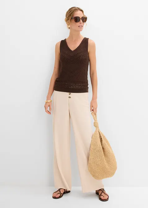 Top in maglia traforata con percentuale di cotone, bonprix