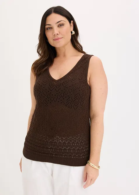 Top in maglia traforata con percentuale di cotone, bonprix