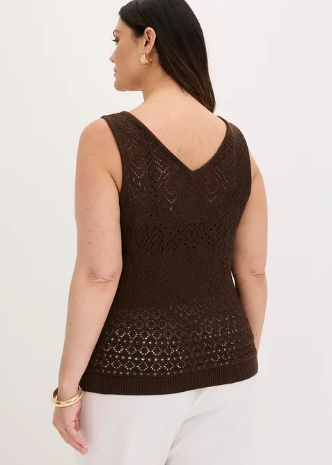 Top in maglia traforata con percentuale di cotone, bonprix