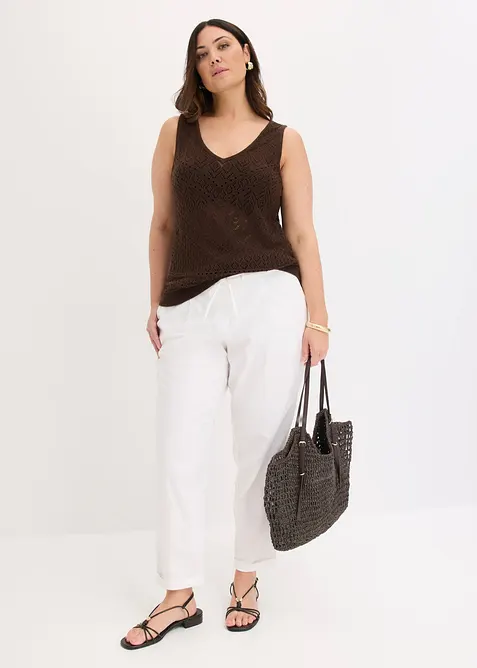 Top in maglia traforata con percentuale di cotone, bonprix